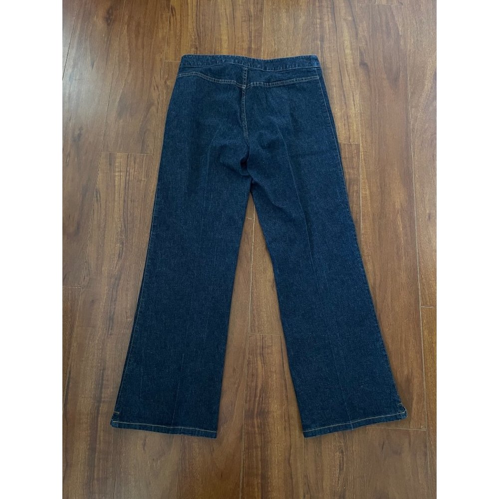 DKNY JEANS Womens Wide Leg Blue High Rise Jeans Dark Wash size 10 - Picture 3 of 12